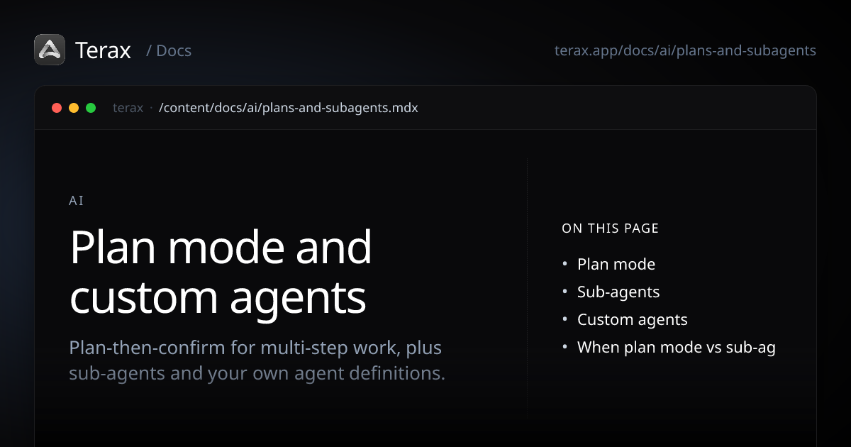 Plan mode and custom agents - Terax